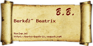 Berkó Beatrix névjegykártya