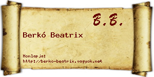 Berkó Beatrix névjegykártya